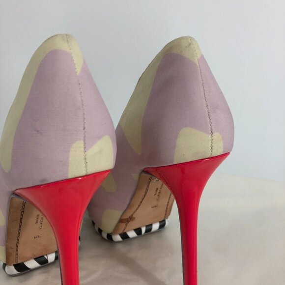 Sophia Webster Open-toe Whimsical neon pink, cream high pumps 7.5 (Euro 38) - Picture 12 of 16